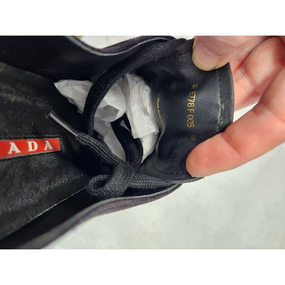 Prada Black Suede Lace Up Sneakers Women's Size 39 (US 8.5 - 9) With Dust Bag - Picture 11 of 11